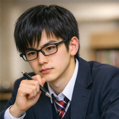 集中している男子生徒