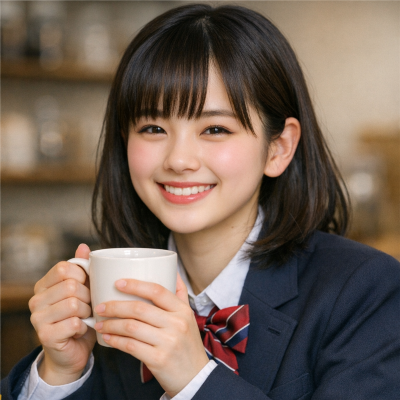 スープを飲む女子生徒